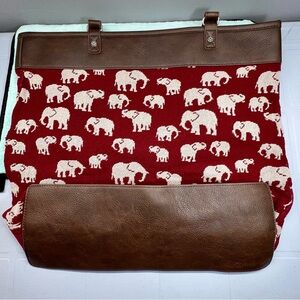 Red and Brown Elephant Tote Shoulder  Bag